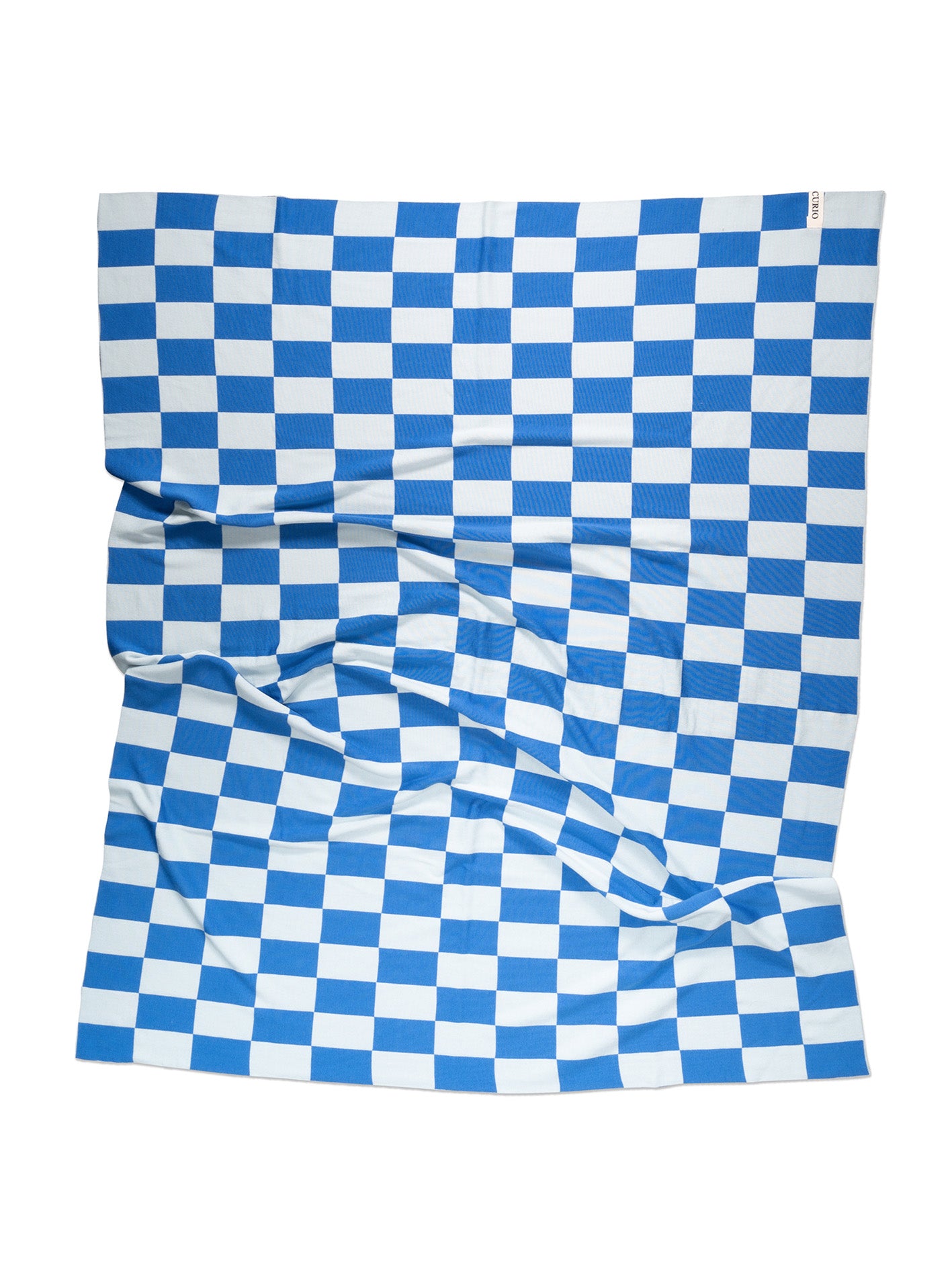 A blue Check merino wool blanket. Bright and rich in colour and handfeel. The blanket is 2kg of the finest Australian Merino wool. sizes baby, queen and king.
