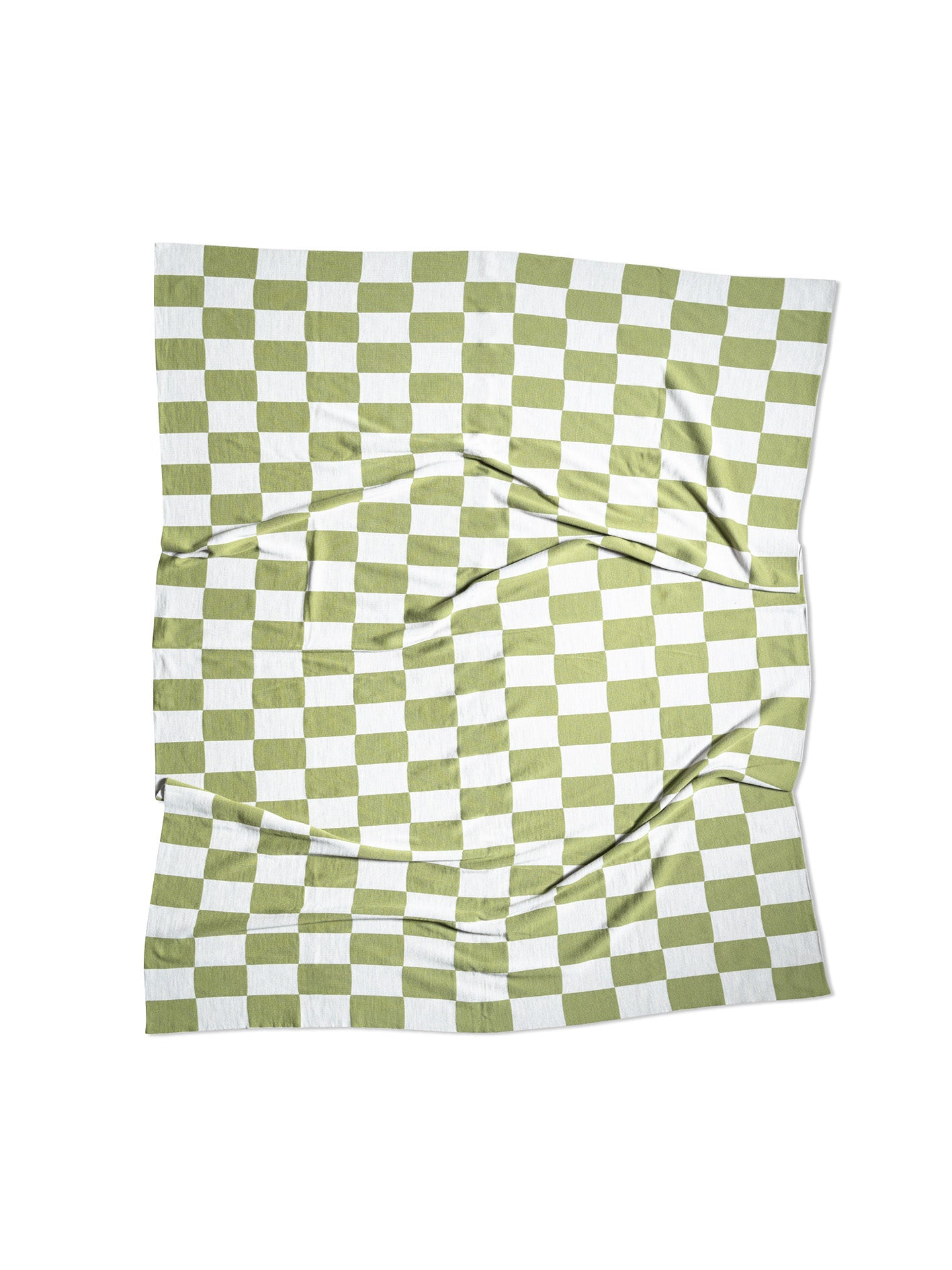 Green and Wheat Checkered pattern merino wool blanket. The Blanket is knitted in Melbourne by a skilled team of makers. The blankets use 2kgs of merino wool making them heavy and lush, unlike anything else.