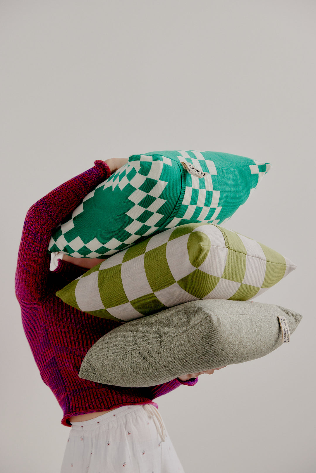 Check Cushion – Australian Merino Wool Knit Cushion | Curio Practice ...
