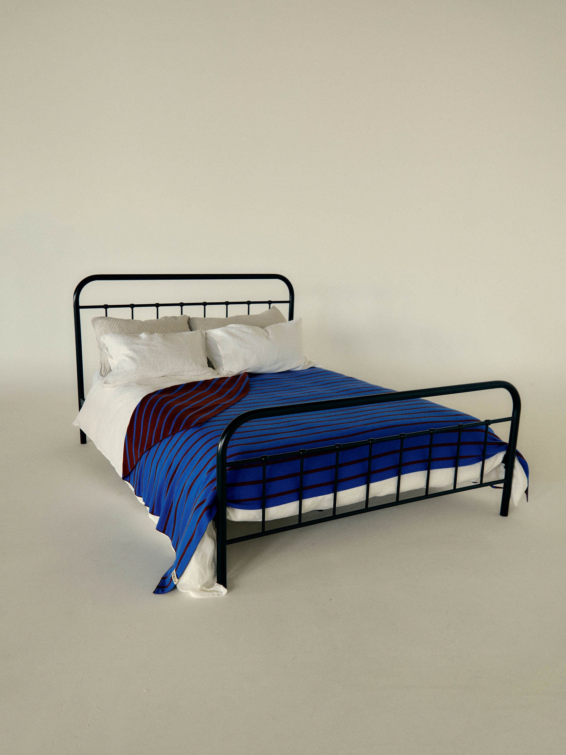 Australian-Made Merino Wool Blanket - Royal Blue Spice Design, Merino Wool Blanket for All Seasons - Royal Blue and Spice Stripes